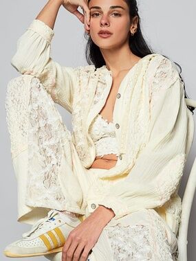 "The Freya" JACKET Cream Lace Hooded Jacket